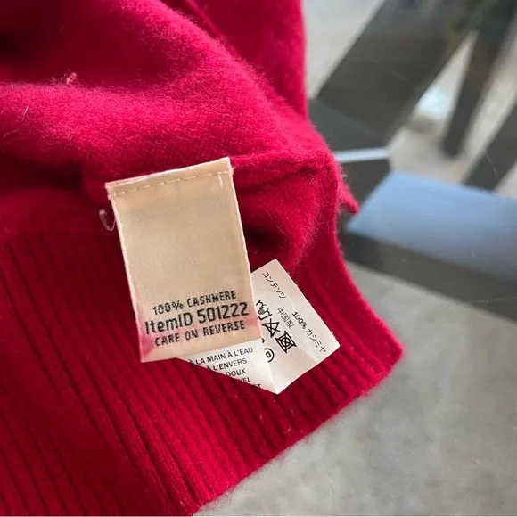 L.L. Bean 100% Cashmere Cowl Neck Sweater Red Size M Quiet Luxury Classic Soft - Picture 8 of 8